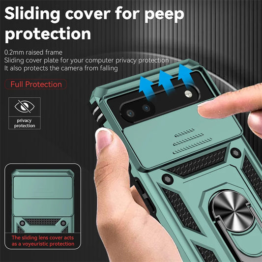 Google Pixel phone case with camera cover and magnetic kickstand
