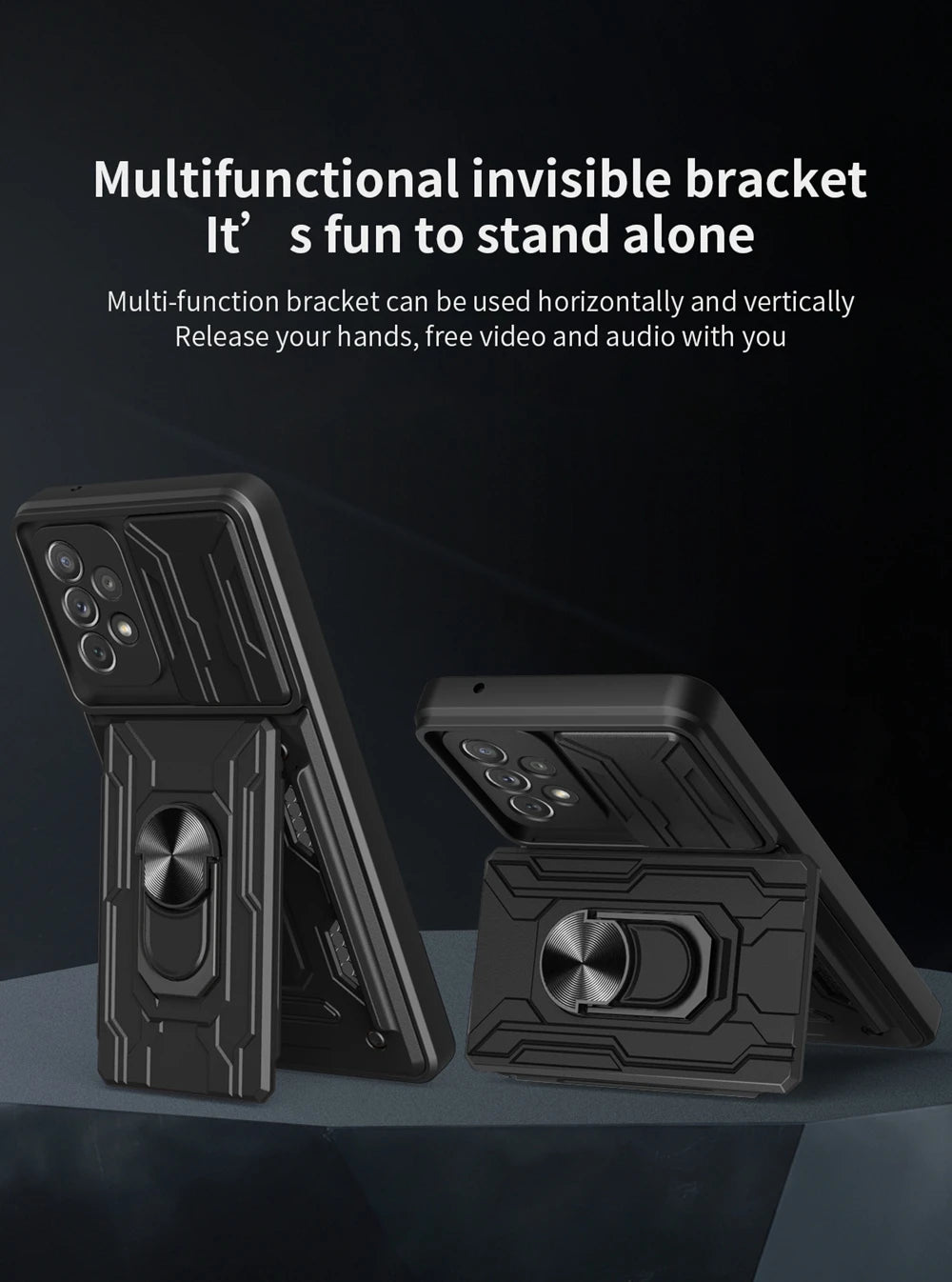 Samsung Phone Case with Camera cover, Card Holder & Kickstand