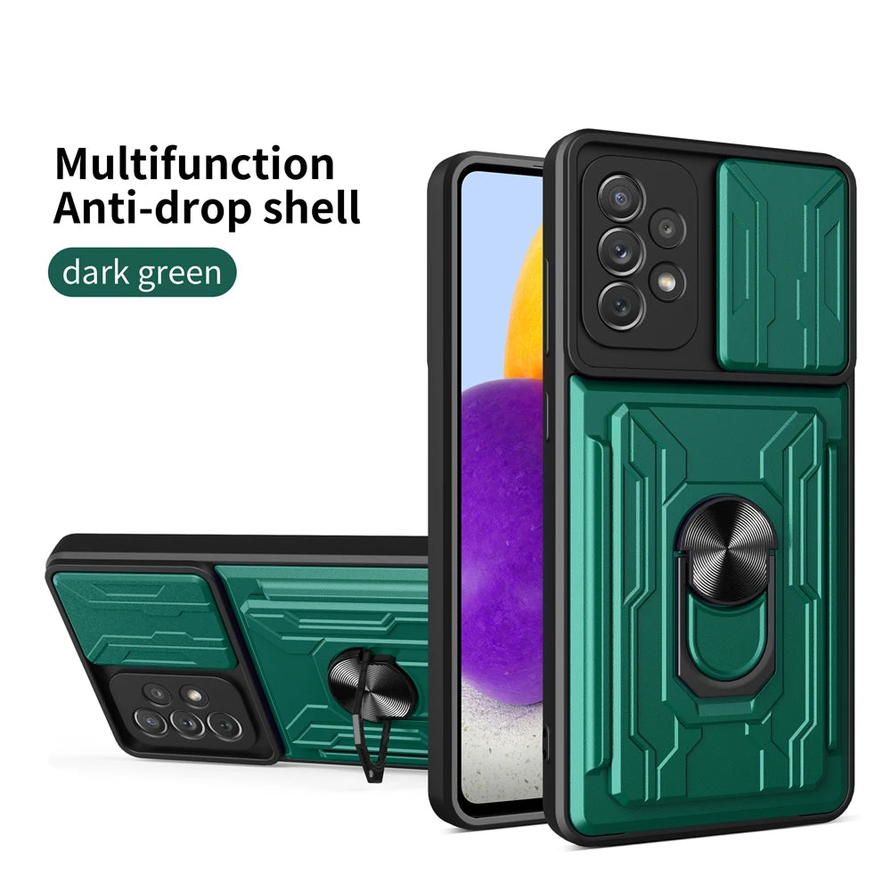 Samsung Phone Case with Camera cover, Card Holder & Kickstand