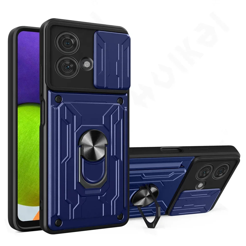 Motorola Phone case with Camera cover, Card Holder and Kickstand