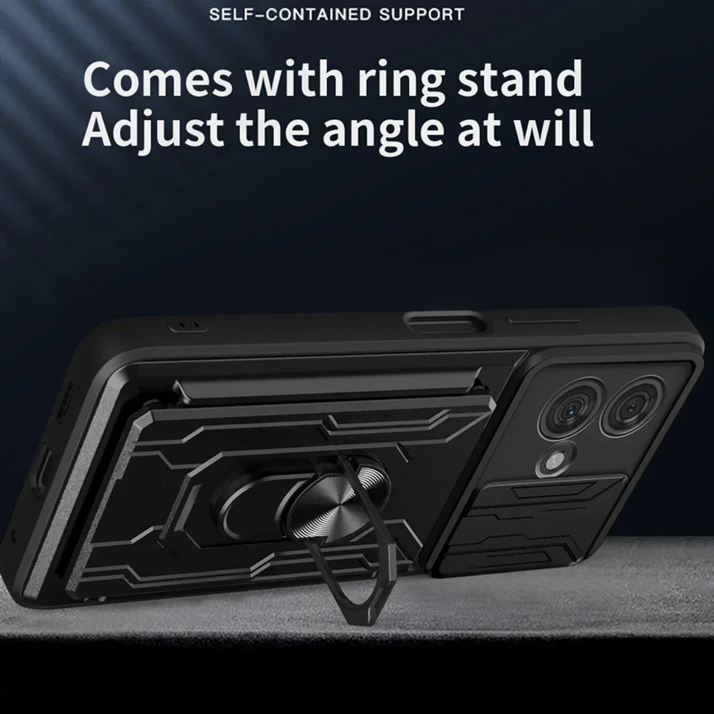 Motorola Phone case with Camera cover, Card Holder and Kickstand
