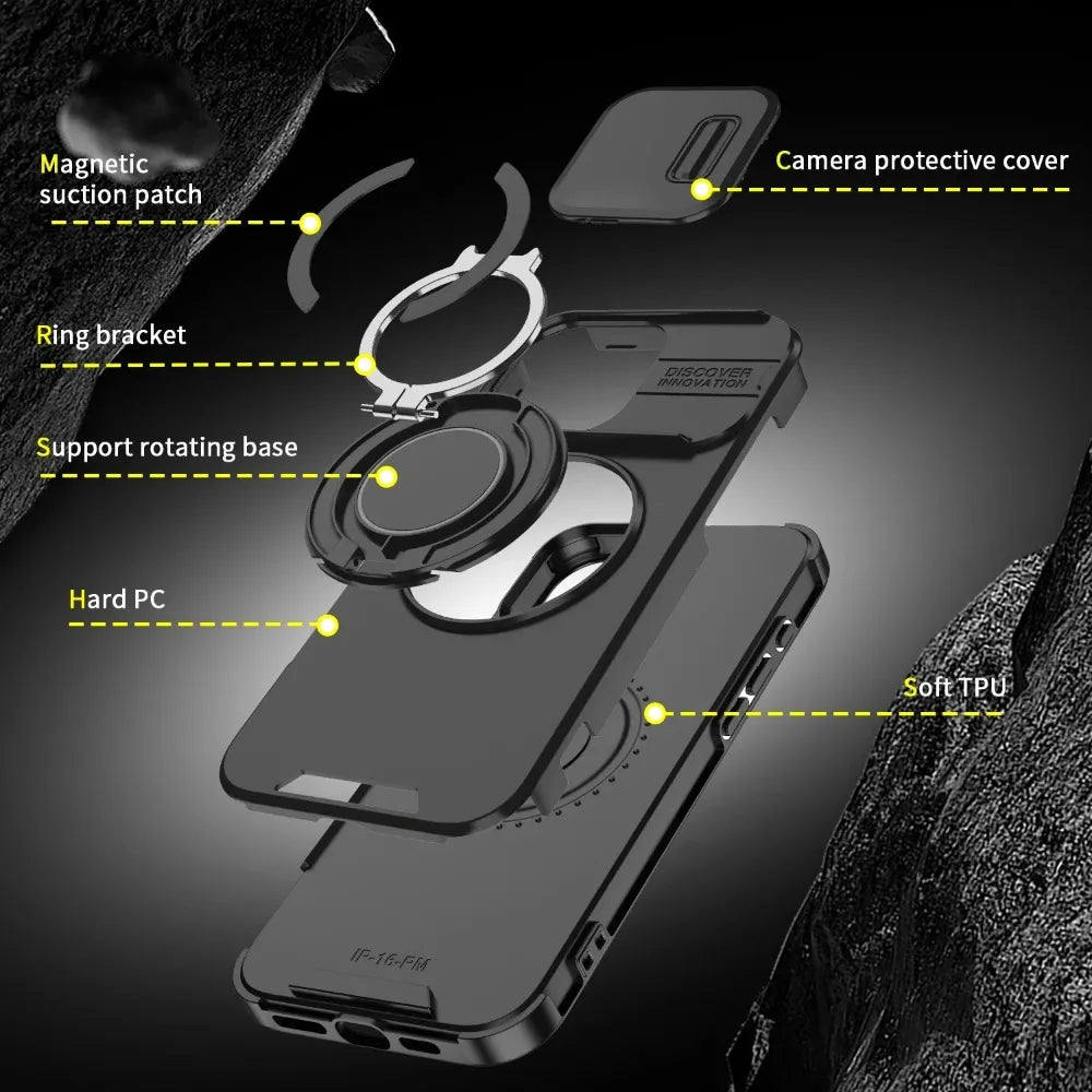 Iphone case with Camera cover & Magnetic Kickstand