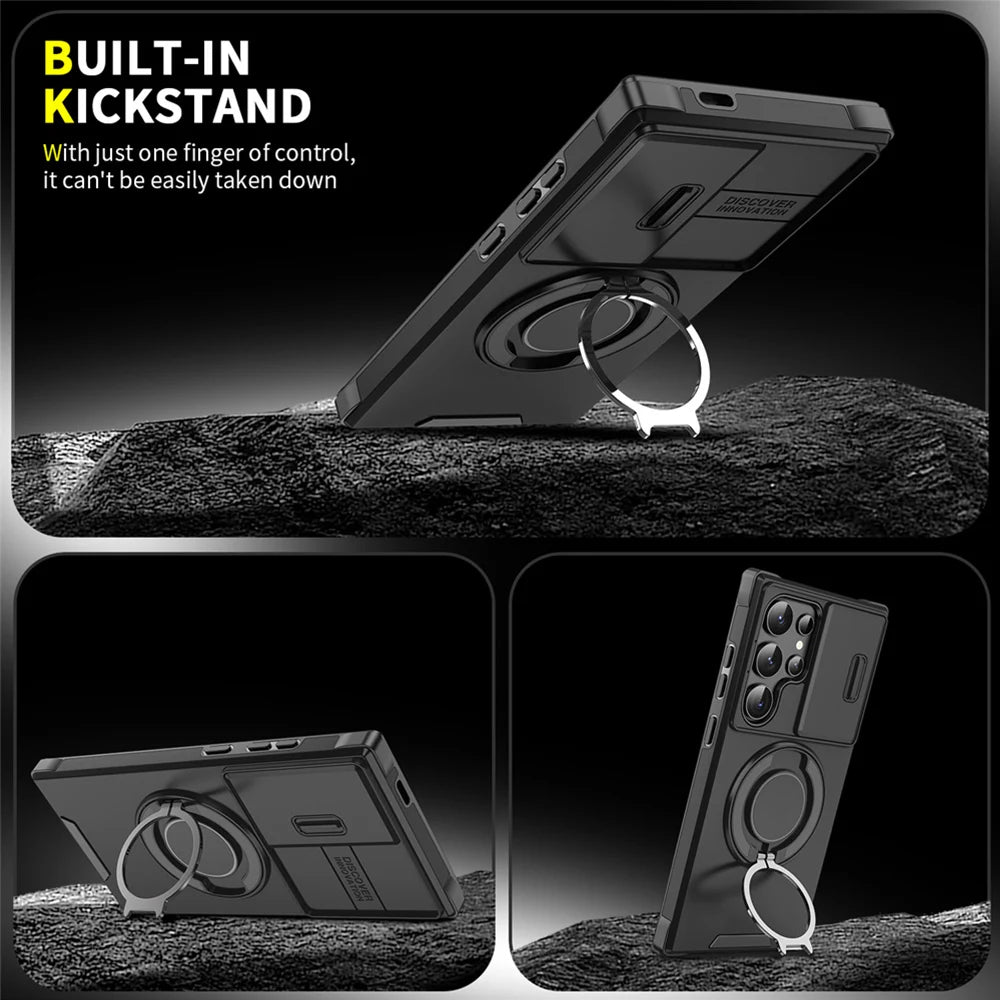 Samsung phone case with camera cover & kickstand