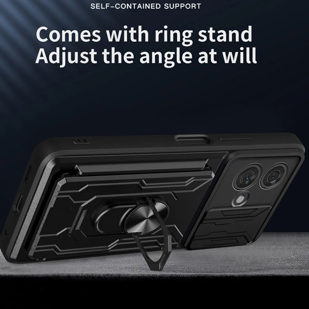 Motorola Phone case with Camera cover, Card Holder and Kickstand