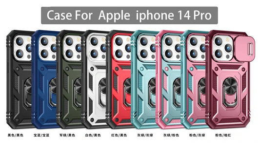 iPhone Case with Camera Cover, Kickstand & Magnetic Ring Holder