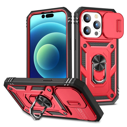 iPhone Case with Camera Cover, Kickstand & Magnetic Ring Holder