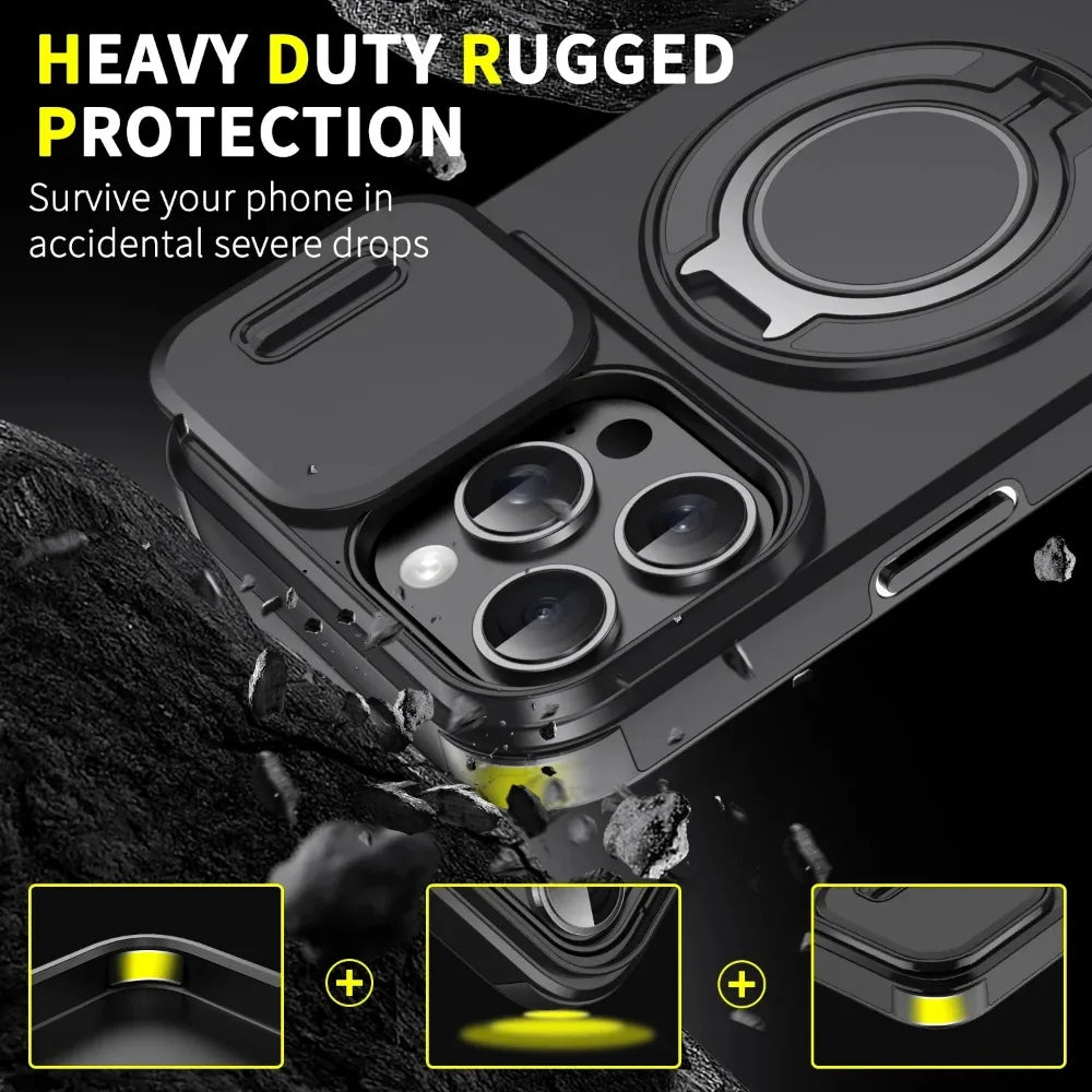 Iphone case with Camera cover & Magnetic Kickstand