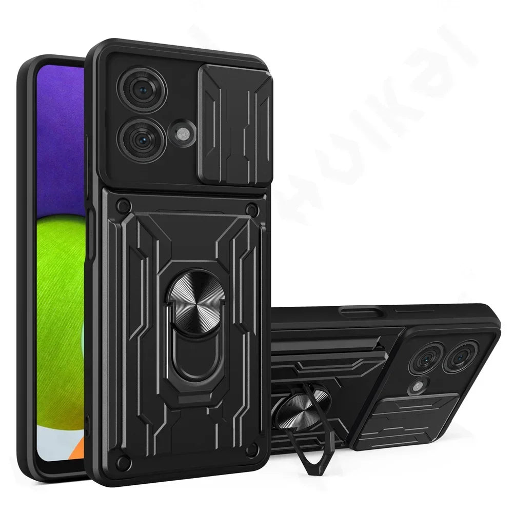 Motorola Phone case with Camera cover, Card Holder and Kickstand
