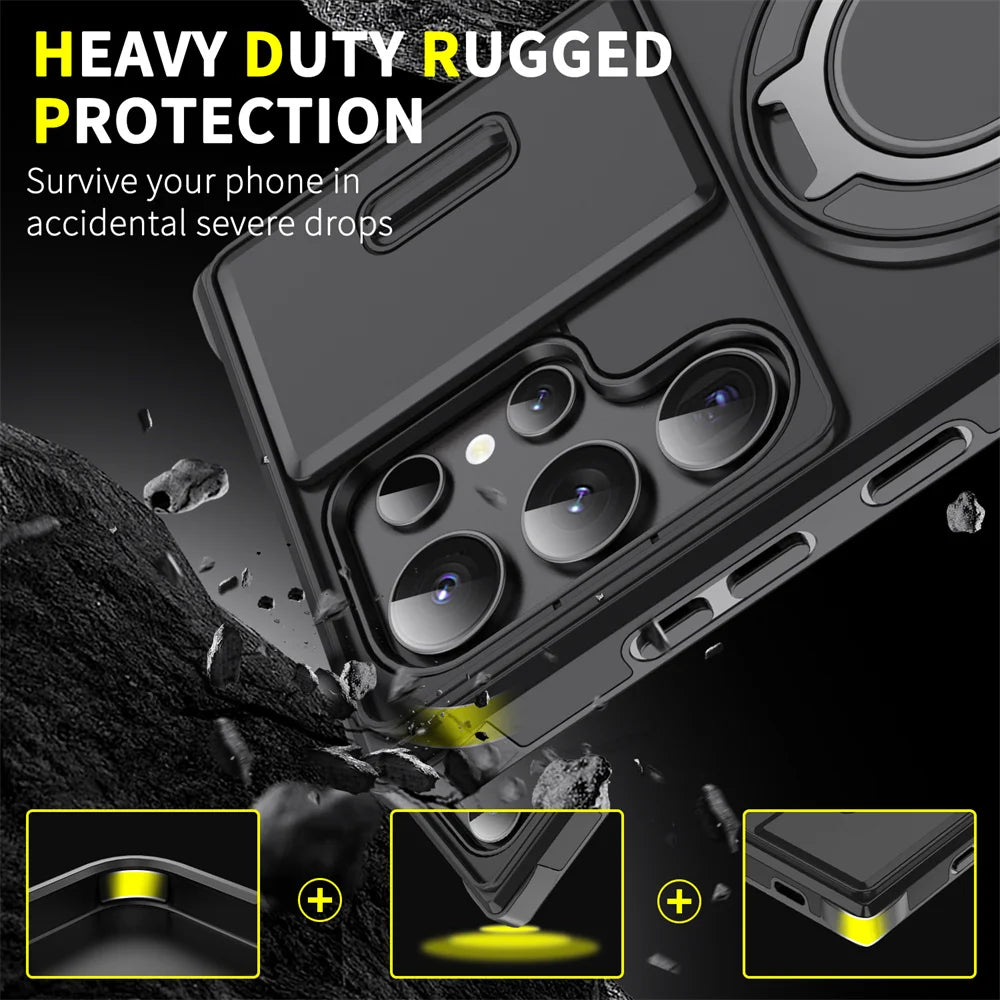 Samsung phone case with camera cover & kickstand