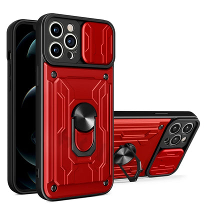 IPhone Case with Camera Cover, Card Slot & 360 Magnetic kickstand