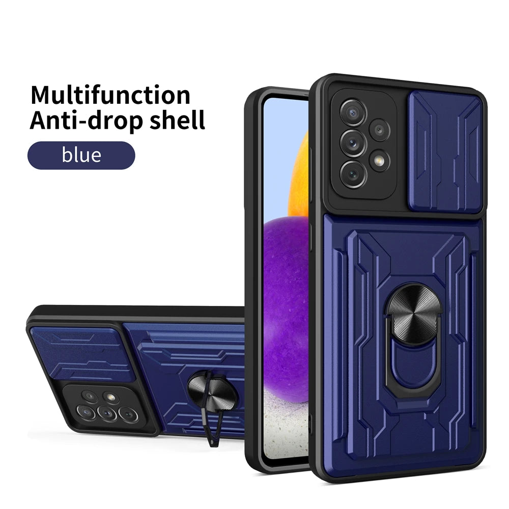 Samsung Phone Case with Camera cover, Card Holder & Kickstand