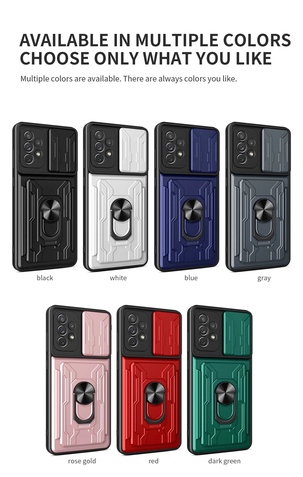Samsung Phone Case with Camera cover, Card Holder & Kickstand