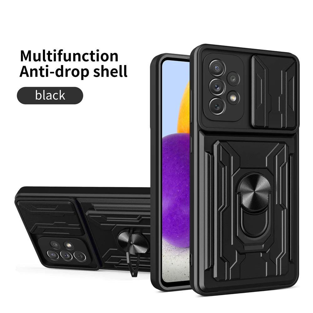 Samsung Phone Case with Camera cover, Card Holder & Kickstand