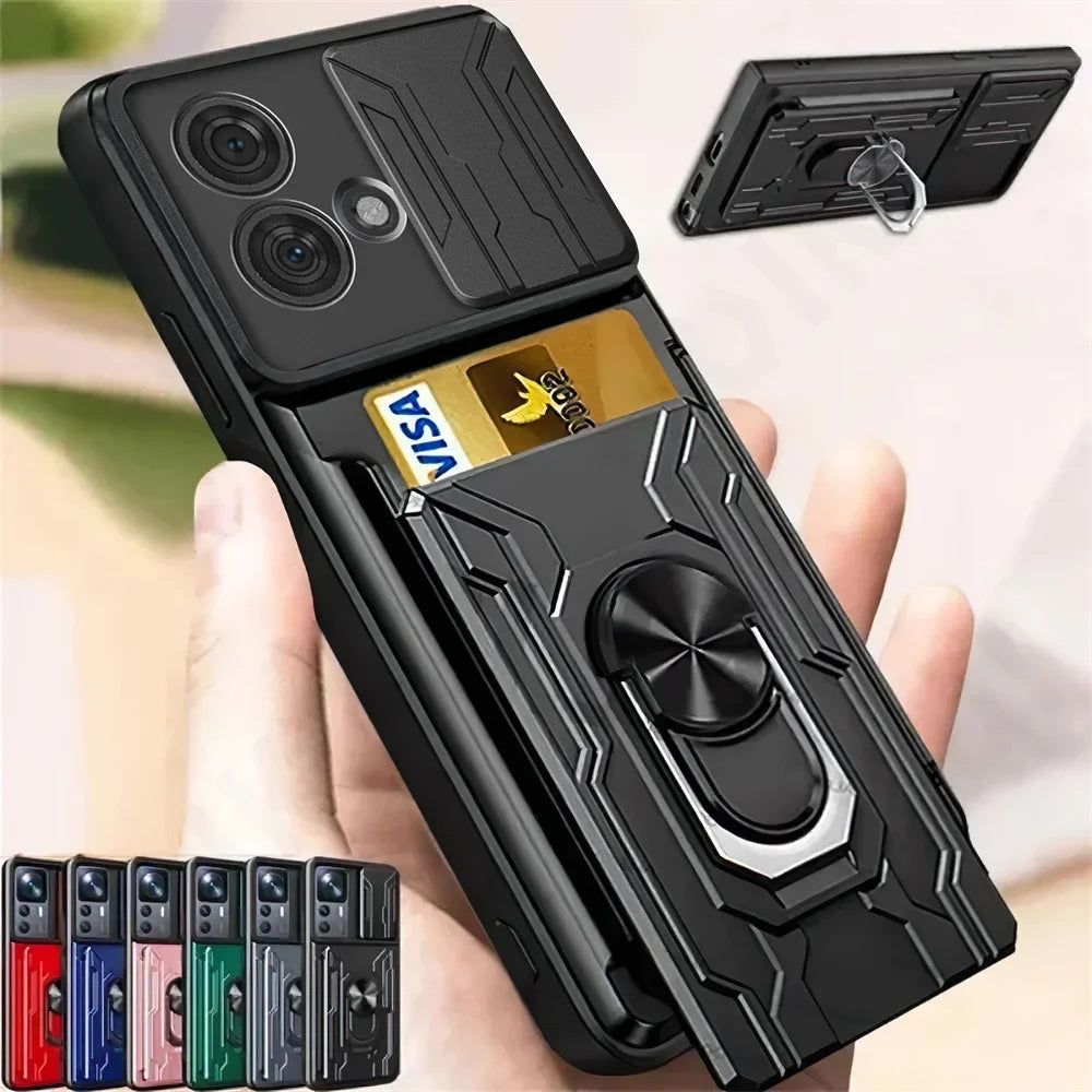 Motorola Phone case with Camera cover, Card Holder and Kickstand