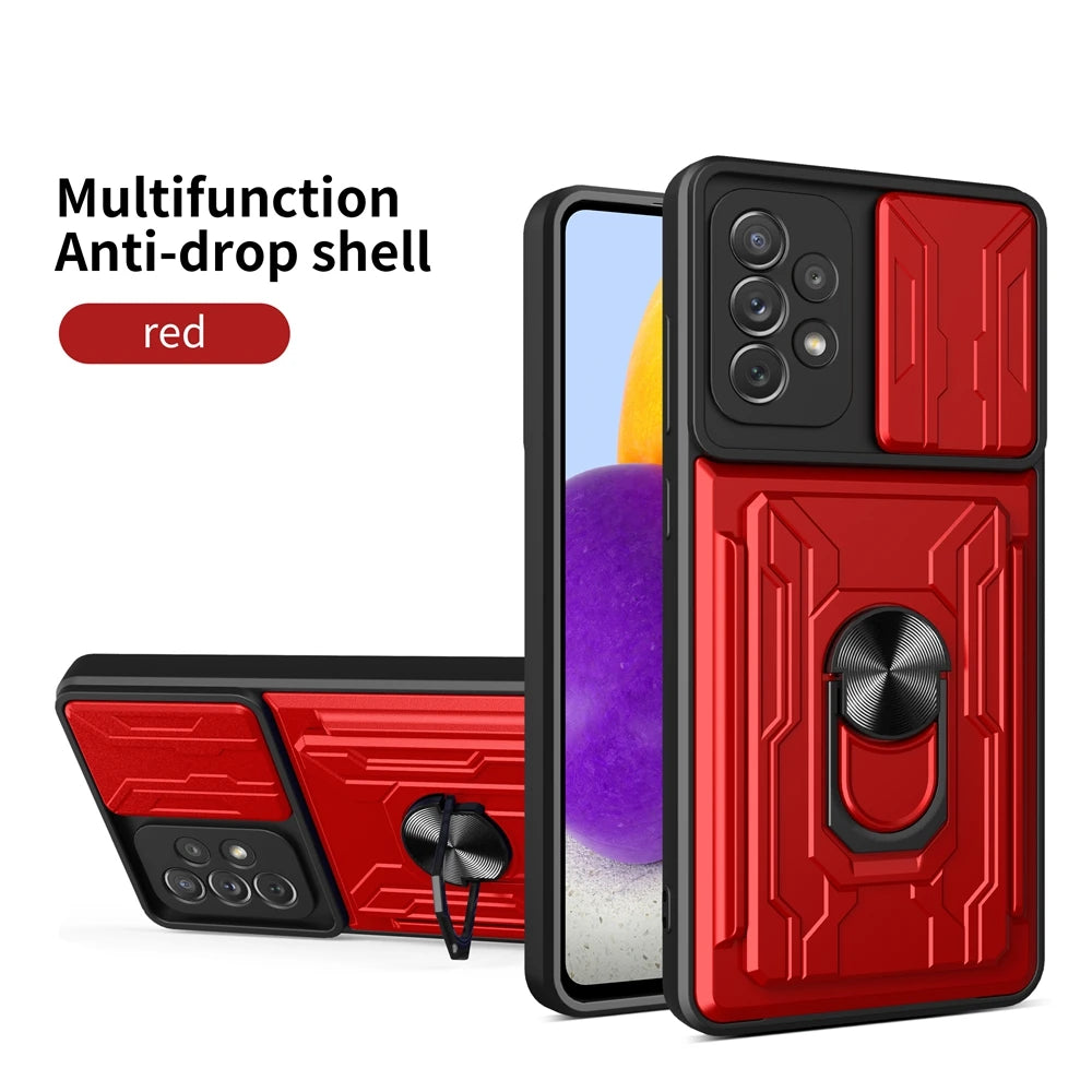 Samsung Phone Case with Camera cover, Card Holder & Kickstand