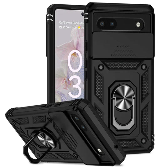 Google Pixel phone case with camera cover and magnetic kickstand