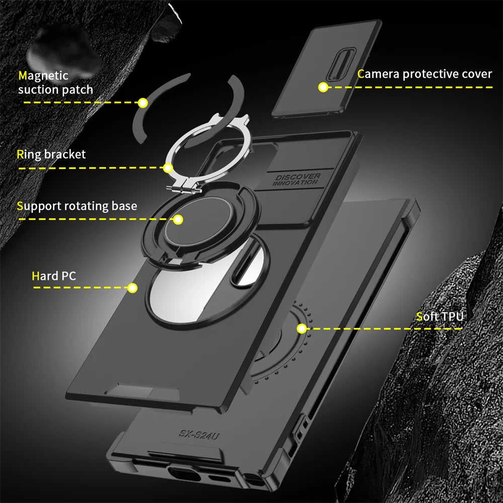 Samsung phone case with camera cover & kickstand