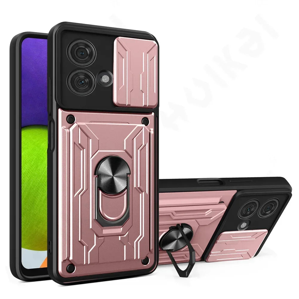 Motorola Phone case with Camera cover, Card Holder and Kickstand