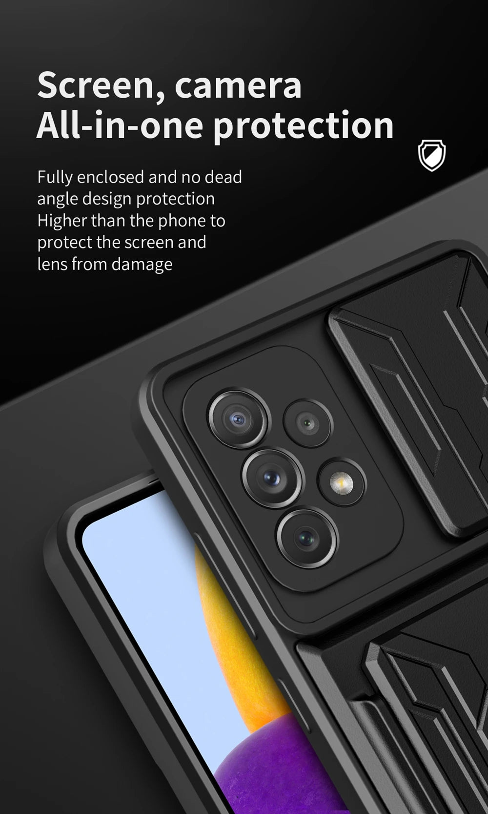 Samsung Phone Case with Camera cover, Card Holder & Kickstand
