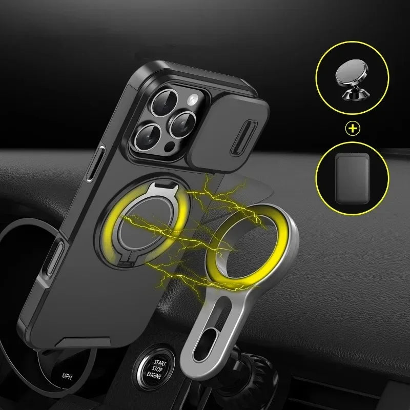 Iphone case with Camera cover & Magnetic Kickstand