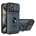 IPhone Case with Camera Cover, Card Slot & 360 Magnetic kickstand