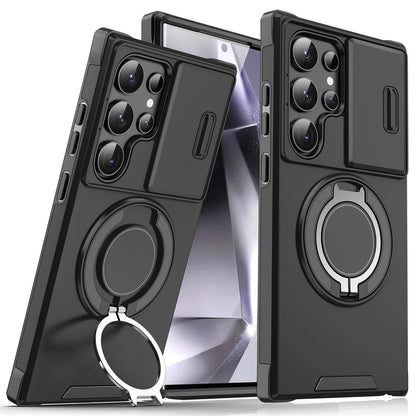 Samsung Case with Camera Cover, Kickstand & Magnetic Ring Holder