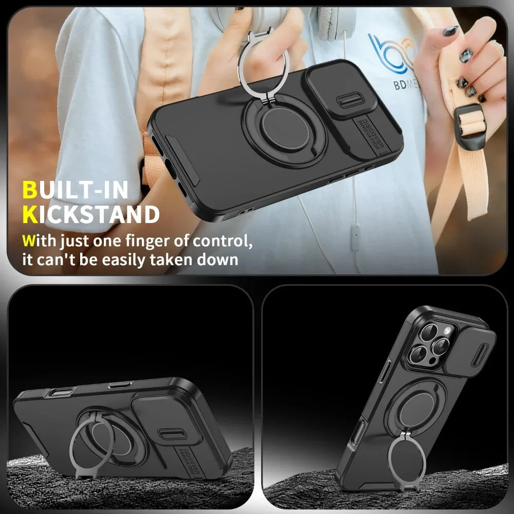 Iphone case with Camera cover & Magnetic Kickstand