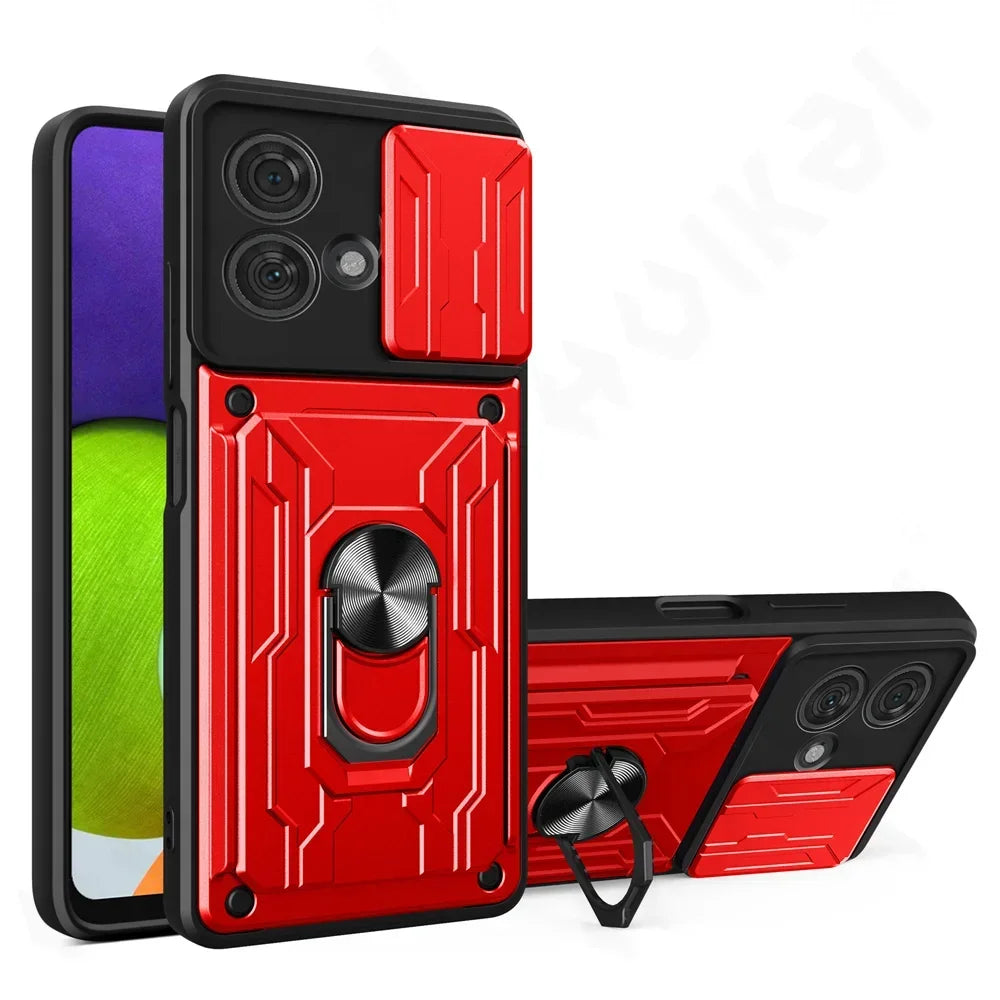 Motorola Phone case with Camera cover, Card Holder and Kickstand
