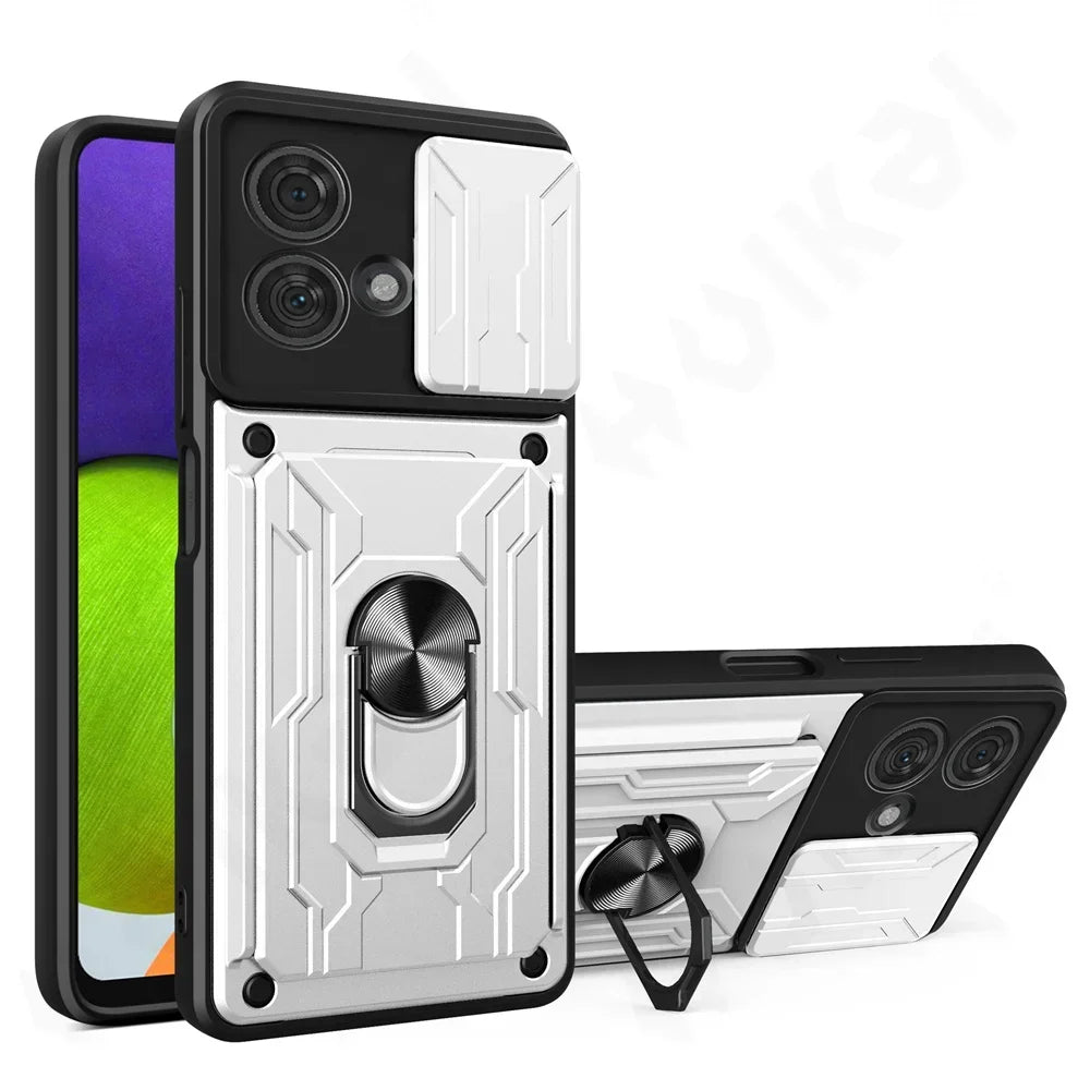 Motorola Phone case with Camera cover, Card Holder and Kickstand