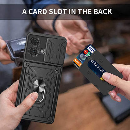 Motorola Phone case with Camera cover, Card Holder and Kickstand