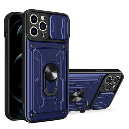 IPhone Case with Camera Cover, Card Slot & 360 Magnetic kickstand