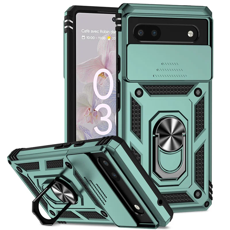 Google Pixel phone case with camera cover and magnetic kickstand