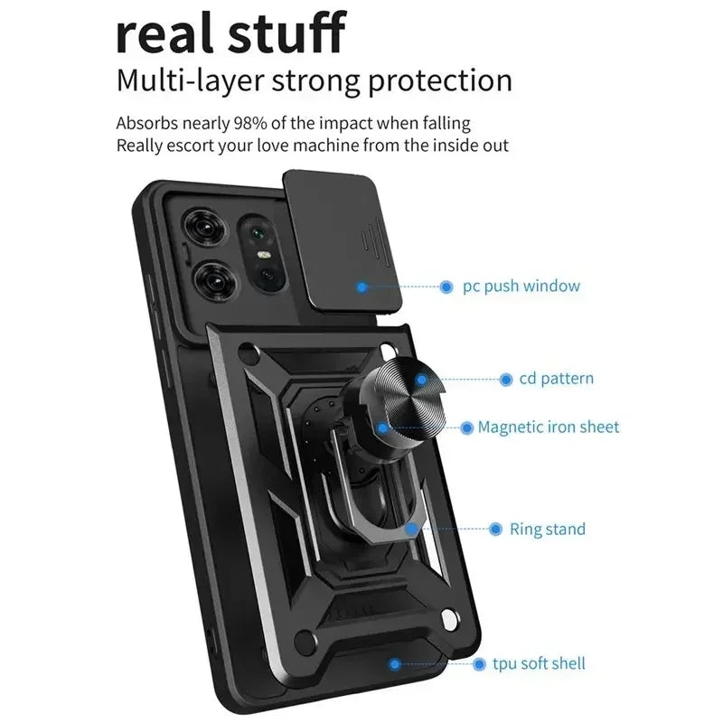 Motorola Edge Phone case with camera cover & kickstand