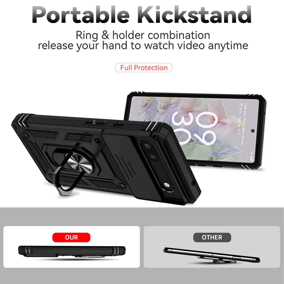 Google Pixel Phone case with camera cover and kickstand
