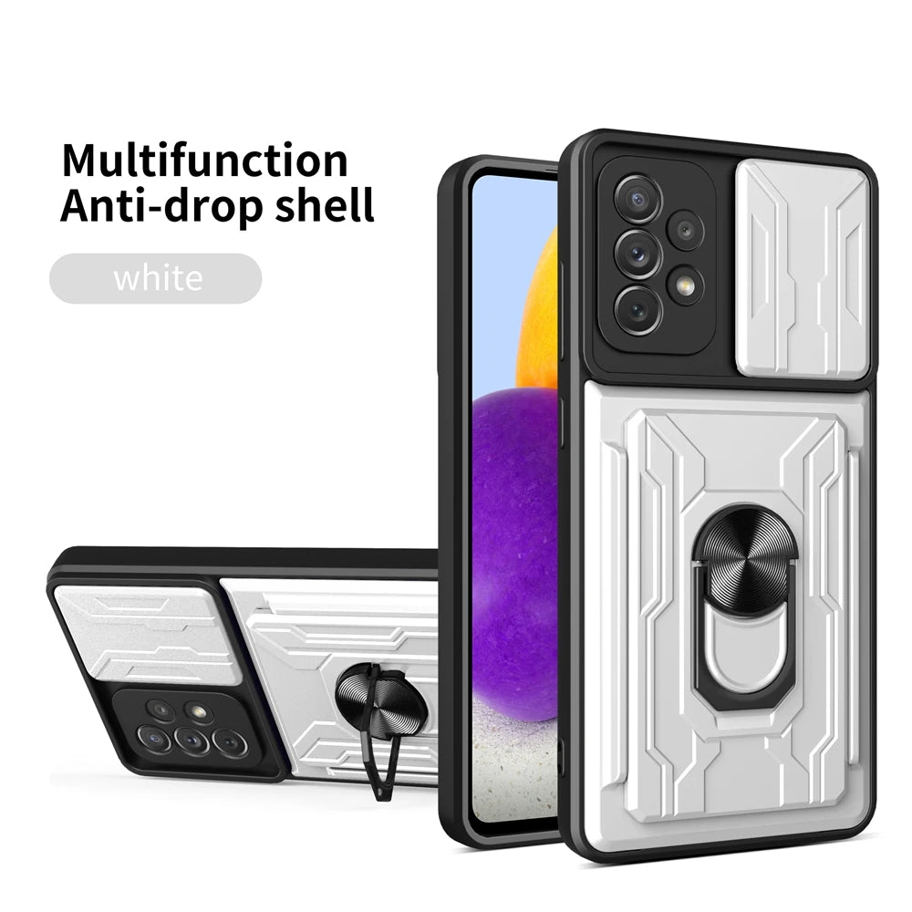 Samsung Phone Case with Camera cover, Card Holder & Kickstand