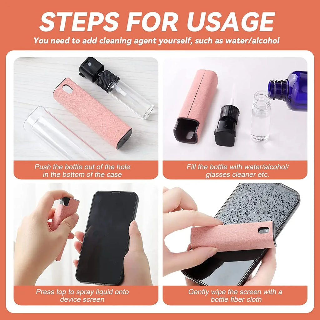 2 in 1 Screen Cleaner Spray Bottle and microfiber