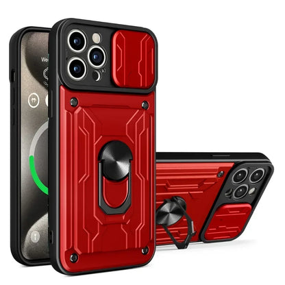 IPhone Case with Camera Cover, Card Slot & 360 Magnetic kickstand